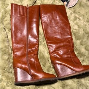 Jeffrey Campbell Tan Leather Wedge Boots